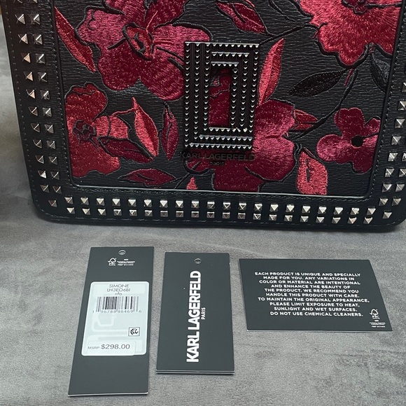 Karl Lagerfeld Black and Red Floral Crossbody Bag - Picture 2 of 16